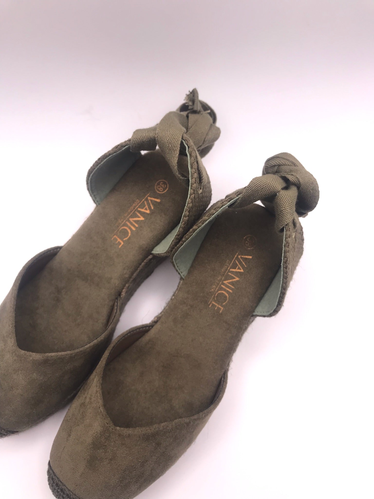 Alpercatas de Cunha Verde Tropa Senhora Vanice; Sandálias de Salto com Atacadores no Tornozelo; Sapatos de Corda Estilo Boho para Verão