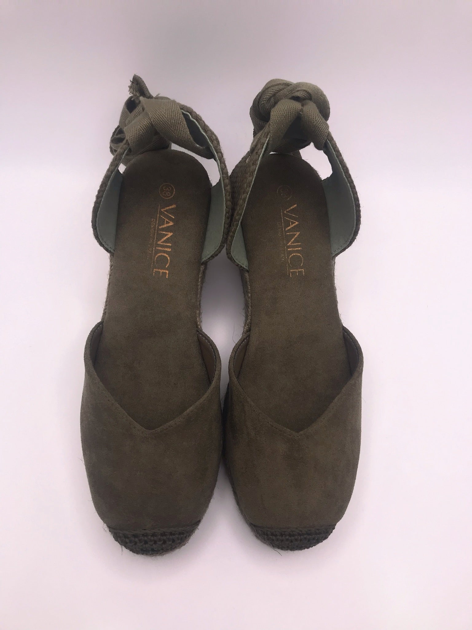 Alpercatas de Cunha Verde Tropa Senhora Vanice; Sandálias de Salto com Atacadores no Tornozelo; Sapatos de Corda Estilo Boho para Verão