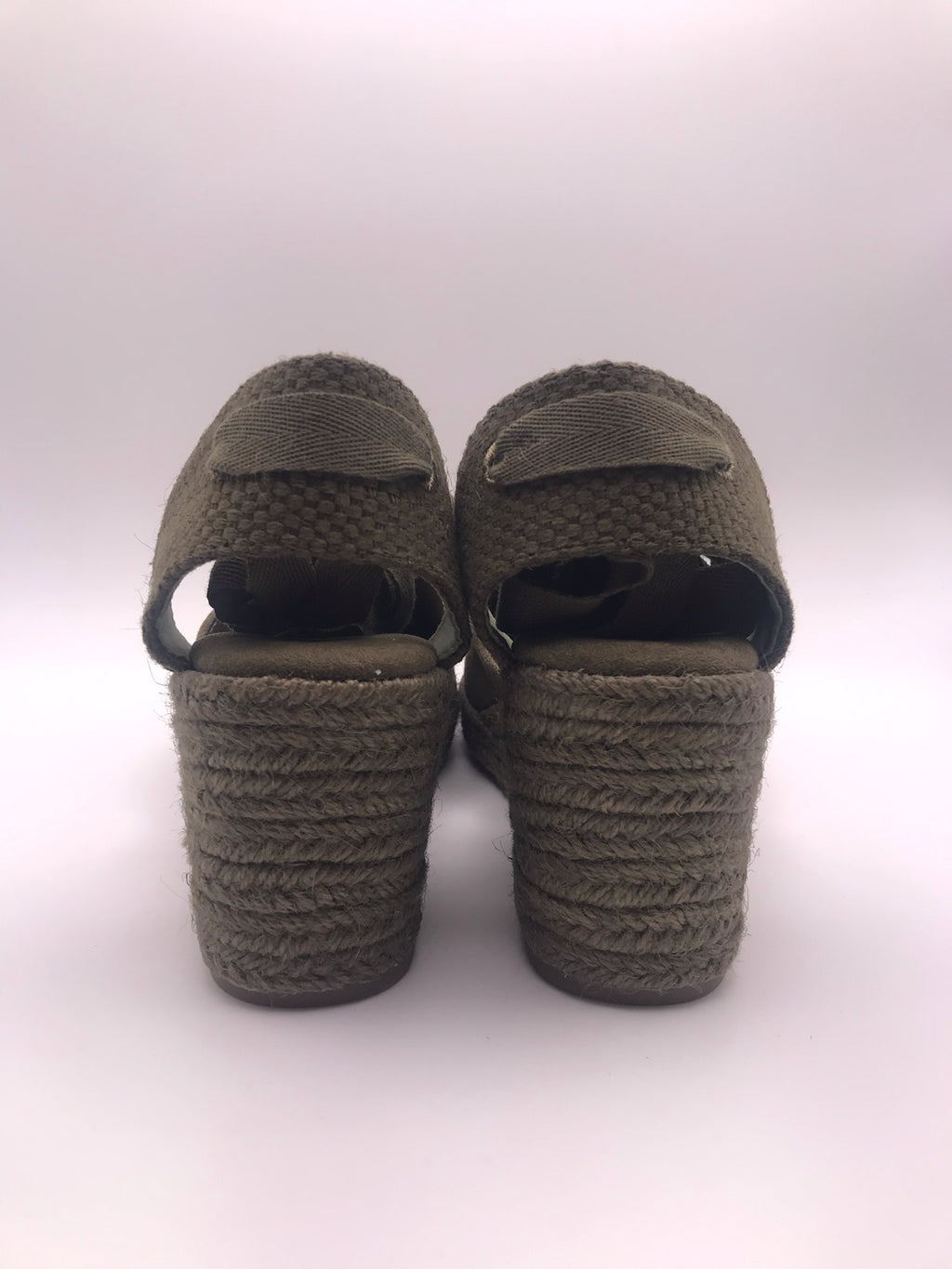 Alpercatas de Cunha Verde Tropa Senhora Vanice; Sandálias de Salto com Atacadores no Tornozelo; Sapatos de Corda Estilo Boho para Verão