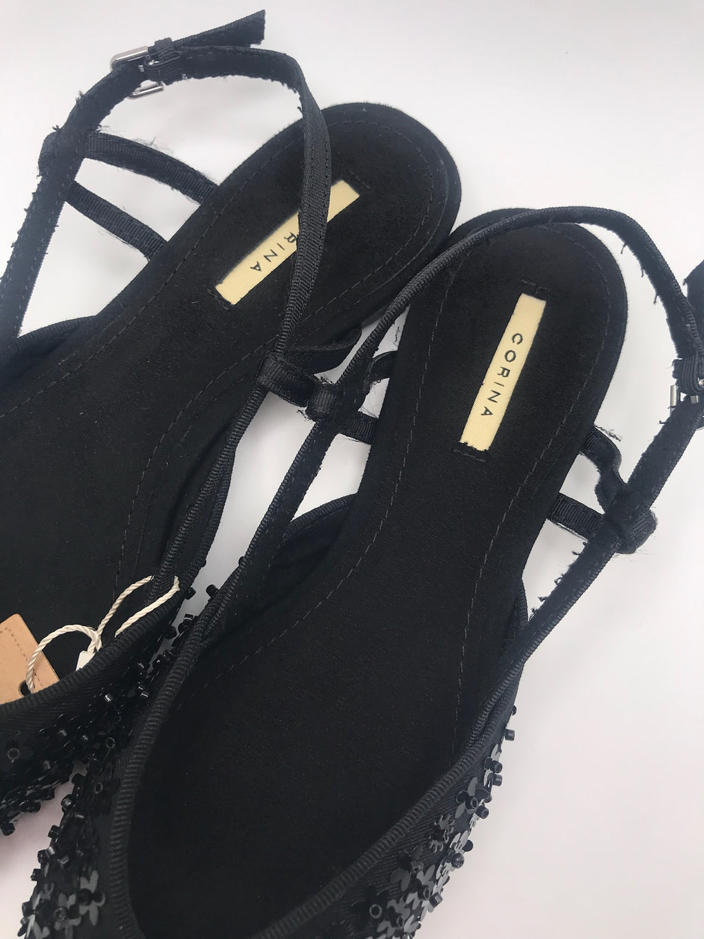 Sandálias Femininas Rasas Corina Com Brilho E Pedraria Slingback Pontiaguda Sapatos Elegantes De Festa Cor Preto Tiras Ajustáveis Calçado Confortável Senhora
