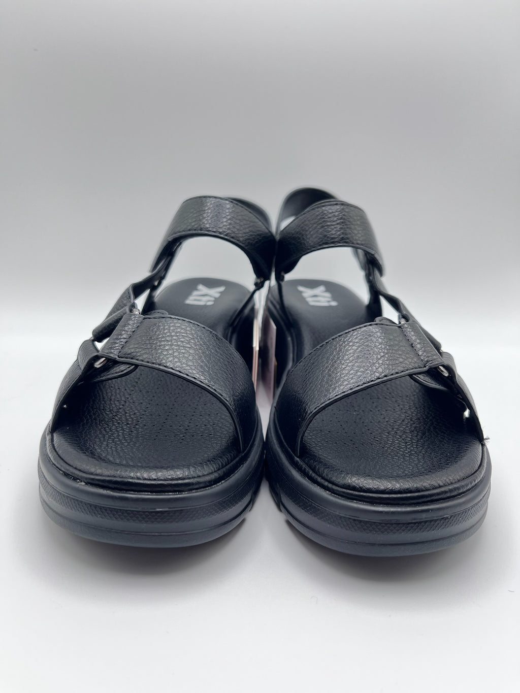 Sandálias de Cunha Xti Femininas Pretas; Sandália de Plataforma Confortável com Tiras Ajustáveis de Velcro para Mulher; Calçado de Verão Tendência Casual e Elegante