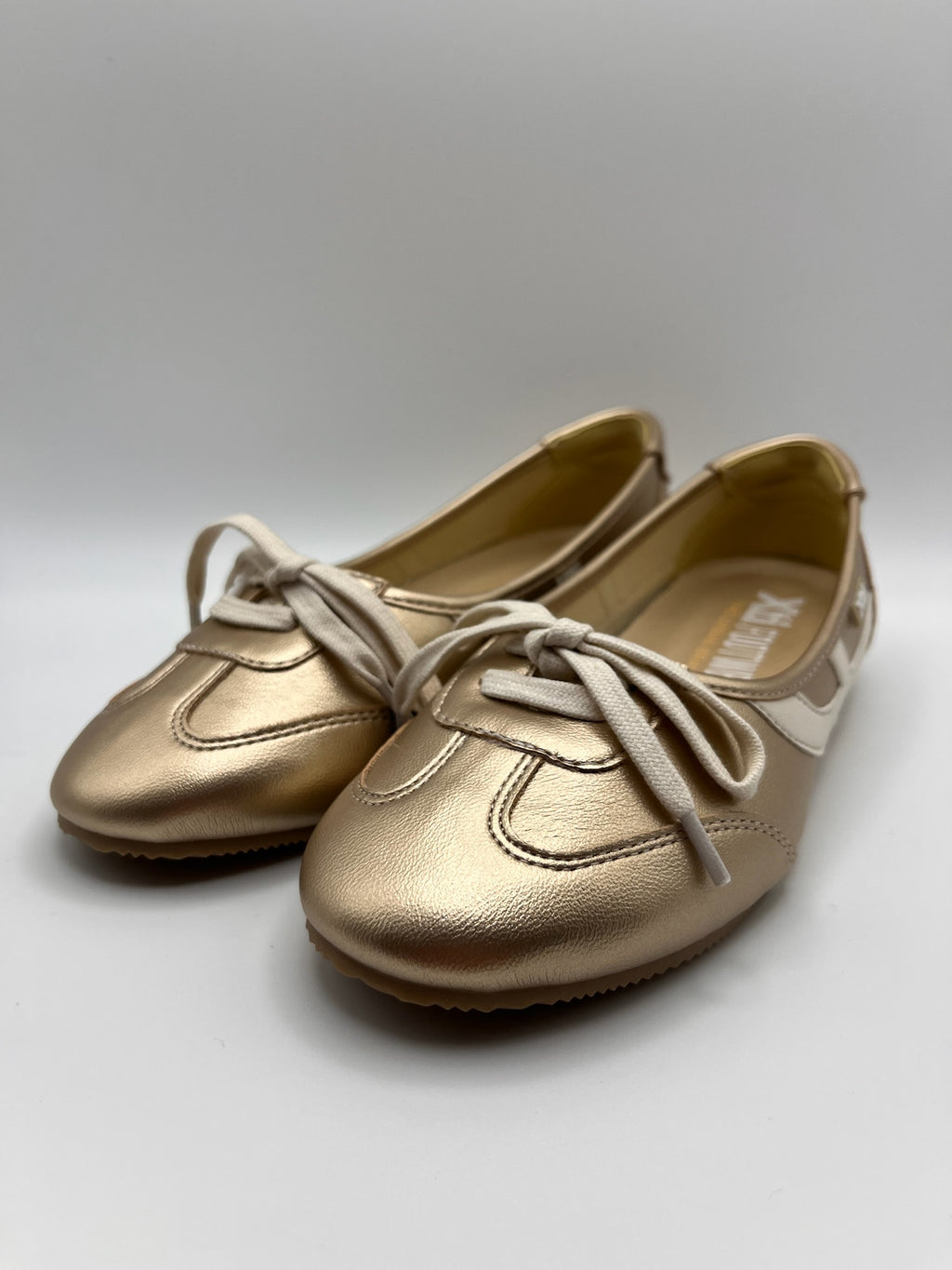 Sapatilhas Casuais Femininas Xti Dourado Oro em Camurça e Lona; Sabrinas Sapatos Tenis Modelo Balangai super Confortáveis
