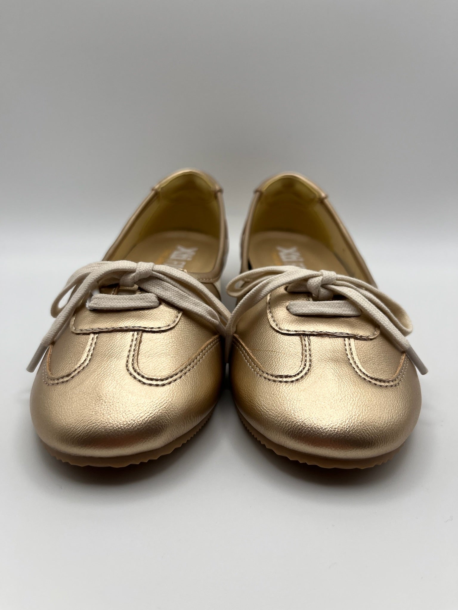 Sapatilhas Casuais Femininas Xti Dourado Oro em Camurça e Lona; Sabrinas Sapatos Tenis Modelo Balangai super Confortáveis