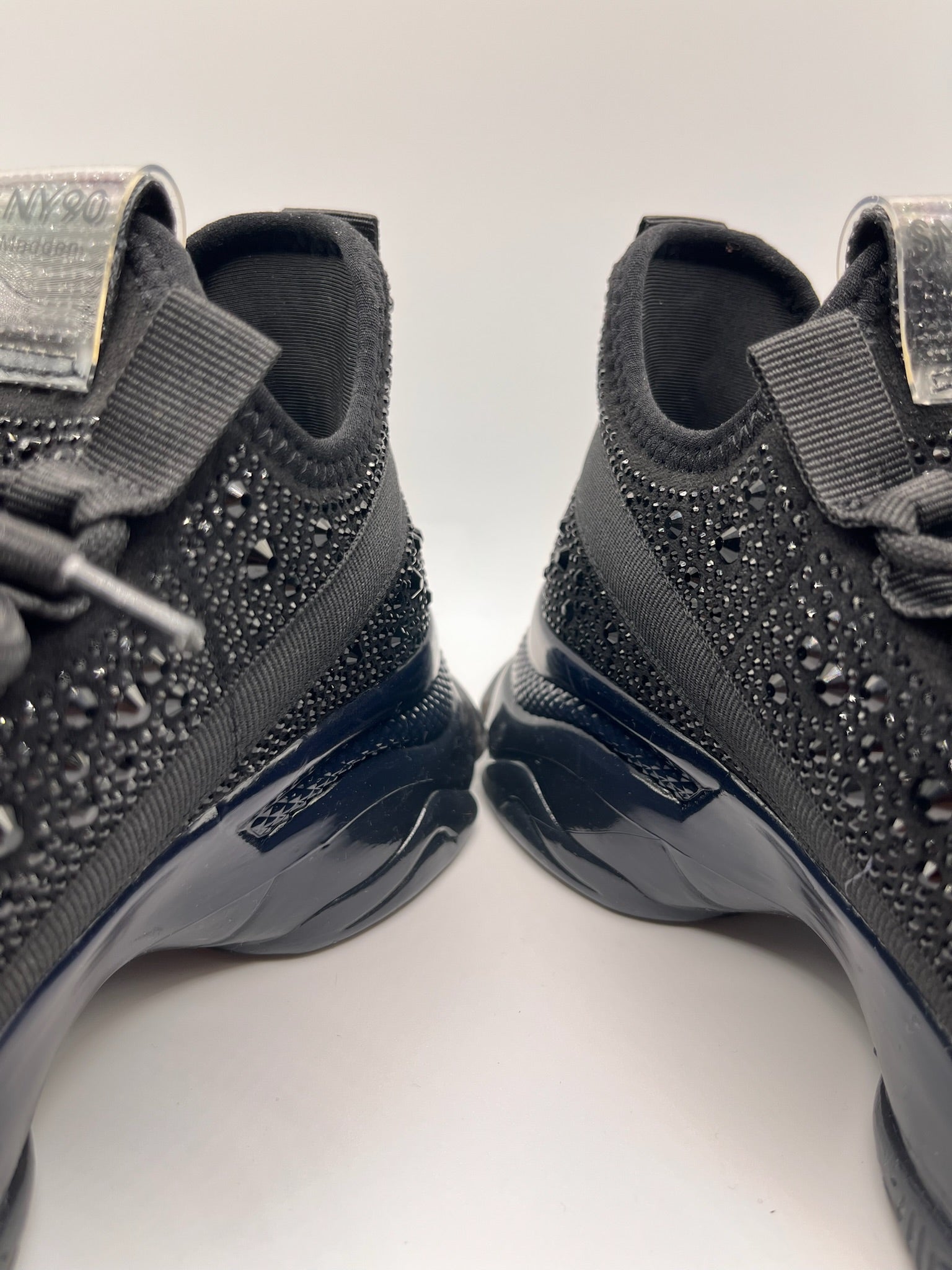 Ténis Steve Madden Preto Brilhante Mulher; Sapatilhas Plataforma com Brilhos Chunky; Calçado Desportivo Feminino Confortável Casual; Moda Portugal Trendy