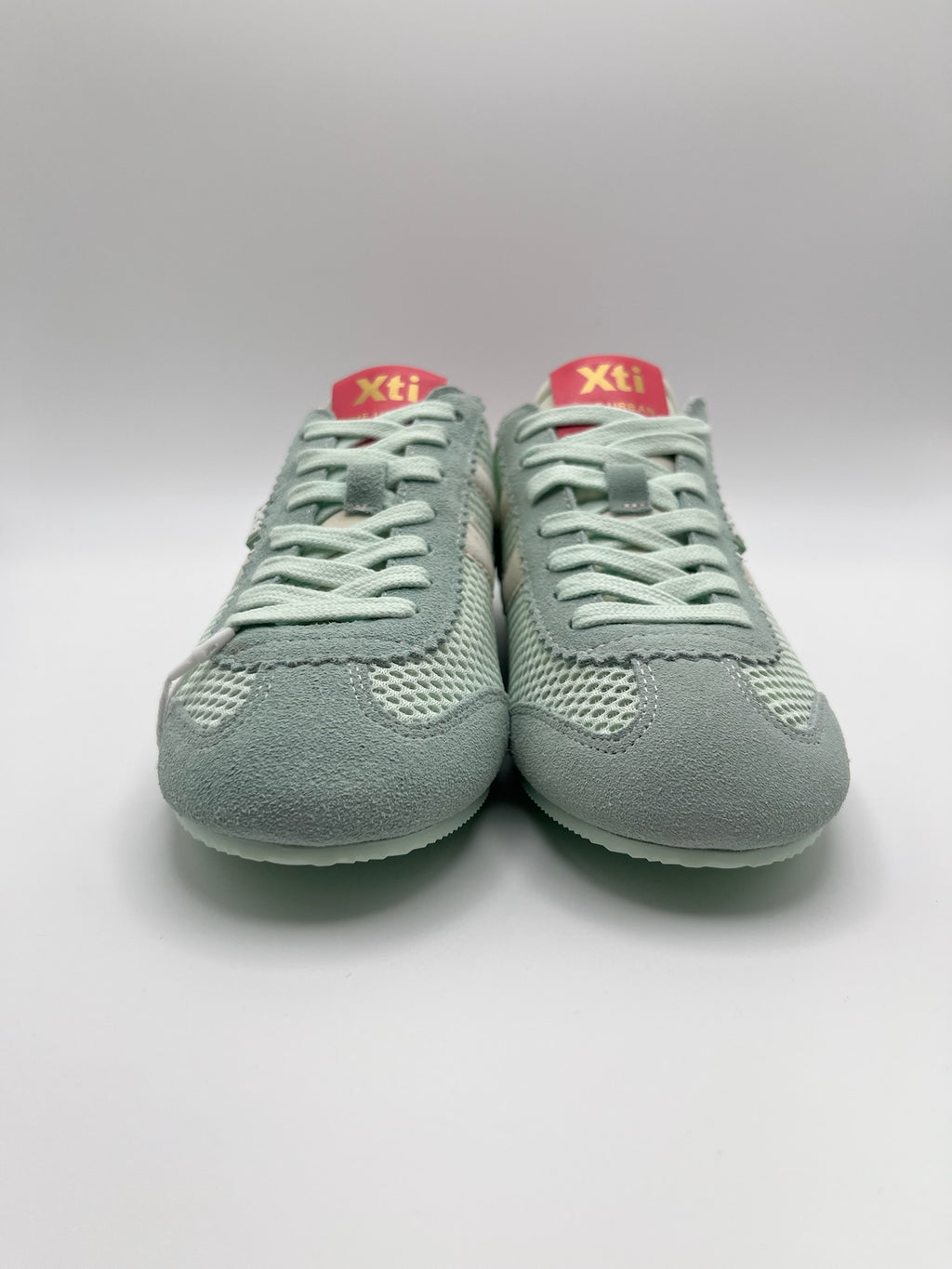 Sapatilhas Xti Femininas Urban Verde Água e Rosa Acqua; Ténis de Mulher Desportivos em Camurça e Malha Respirável Leve Correr Caminhar Casual