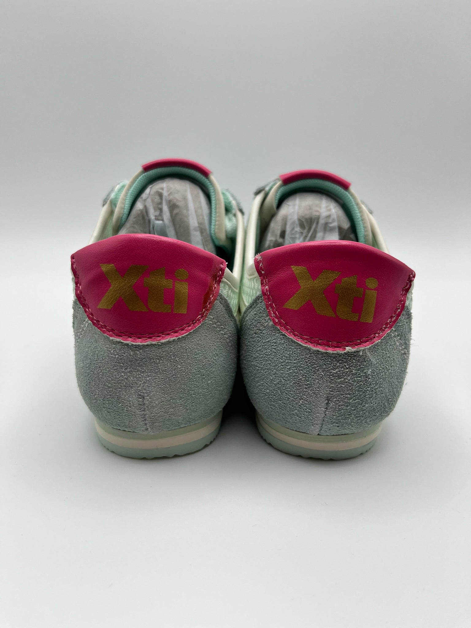 Sapatilhas Xti Femininas Urban Verde Água e Rosa Acqua; Ténis de Mulher Desportivos em Camurça e Malha Respirável Leve Correr Caminhar Casual