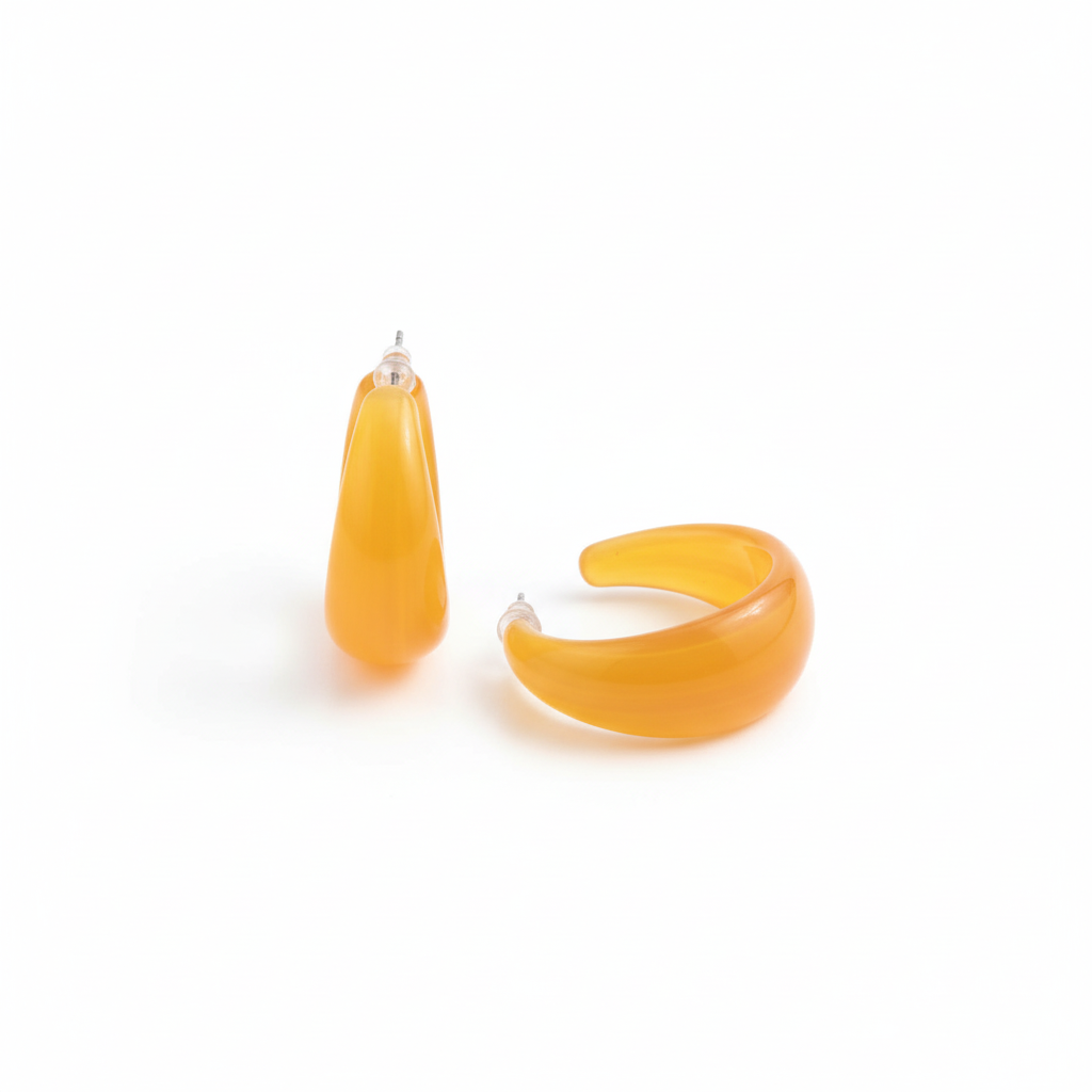 BRINCO AMARELO TRANSPARENTE MEIA LUA