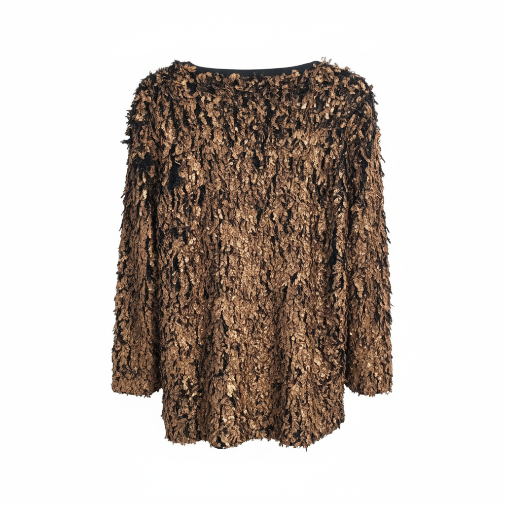 CAMISA AIKHA DOURADO PRETO FESTA BRILHO MANGA LONGA
