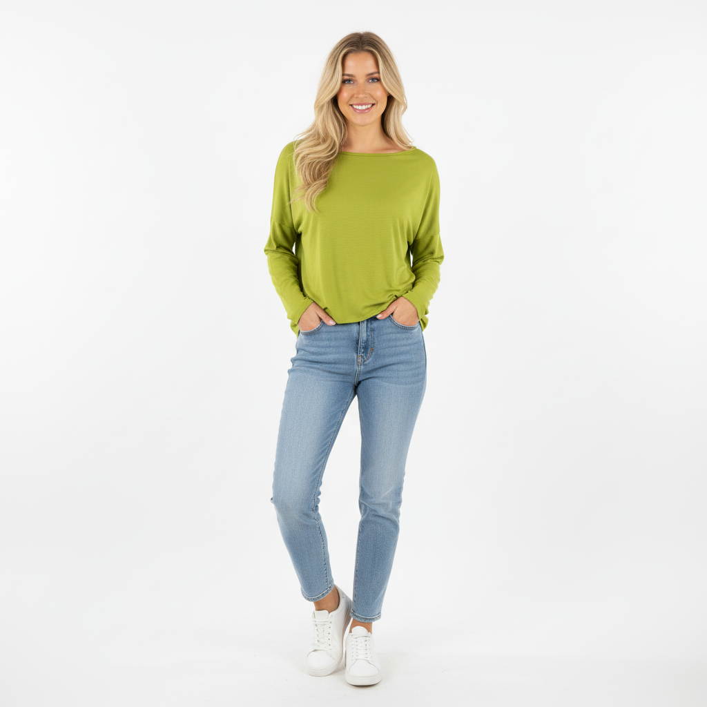 CAMISOLA AZARA VERDE DECOTE CANOA MANGA CUMPRIDA