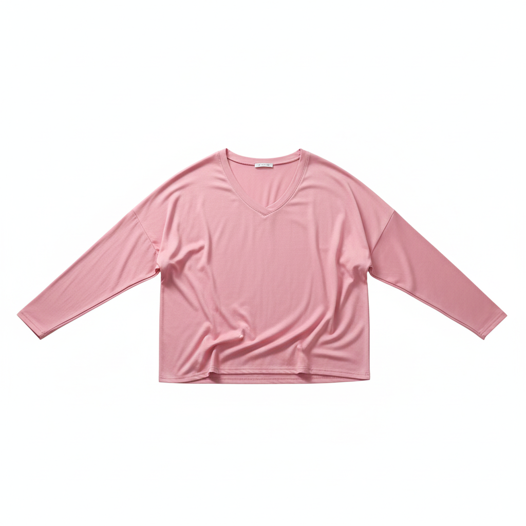 CAMISOLA MADE IN ITALY ROSA SETIN DECOTE EM BICO BRILHO