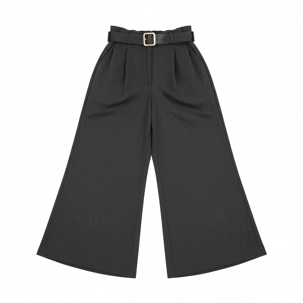CALÇA FLAIR CAMILLE FRANCE CINZA ASLFATO CINTO PRETO FIVELA DOURADA