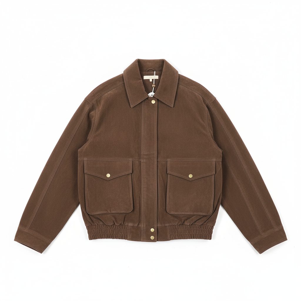 JAQUETA DE ROYAL CASTANHO ZIPER BOLSOS DETALHES EM DOURADOS