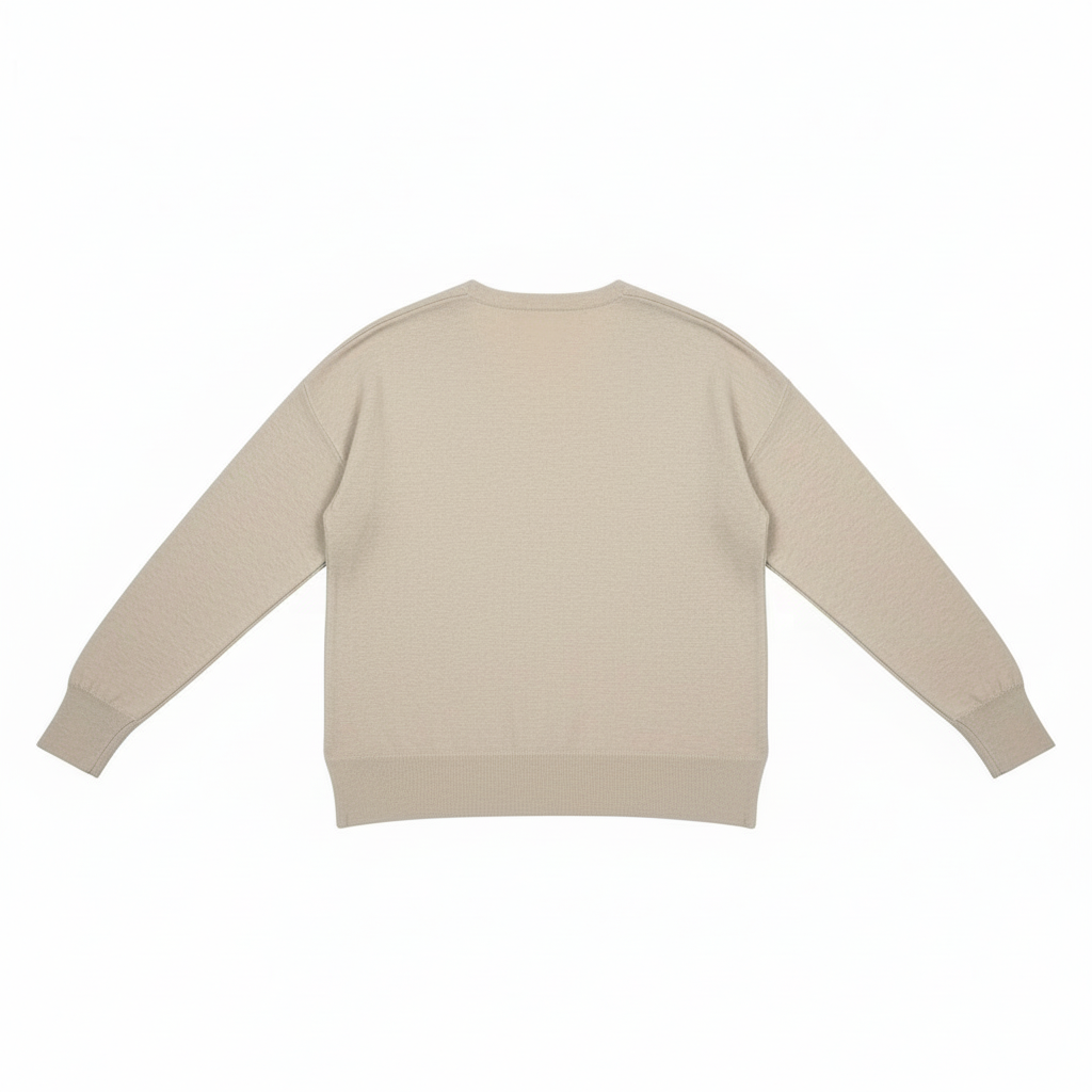 CAMISOLA MAS FASHION BEGE DECOTE EM BICO MANGA CUMPRIDA CANELADA FENDA LATERAL
