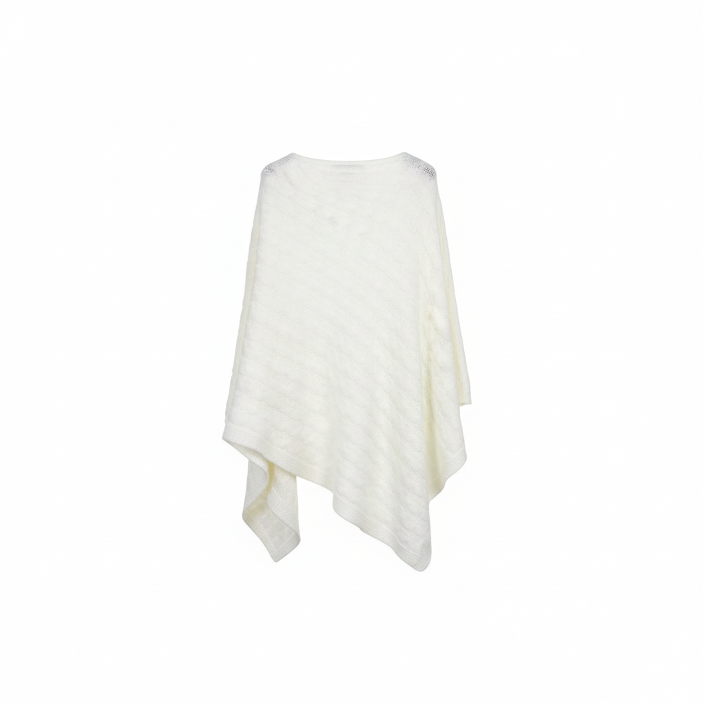 PONCHO CROCHE CHARISMA DOURADO CREME BICO LATERAL