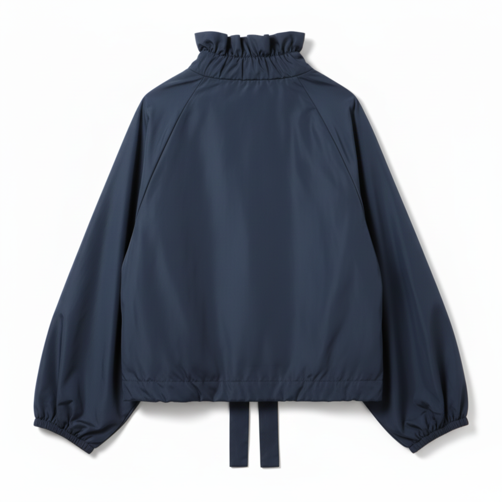 CASACO CAMILLE FRANCE AZUL MARINHO IMPERMEAVEL LAÇO AMARRAÇÃO ZIPER PRATA BOLSOS