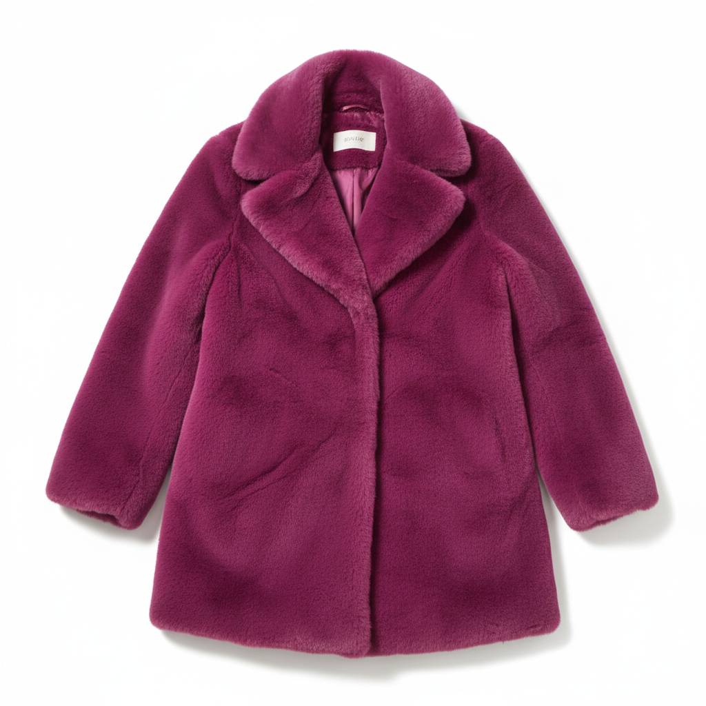 CASACO 3 DESY PELUCHE TEDDY MÉDIO ROXO VELUDO PELOS BOTÕES DE PRESSÃO BOLSOS