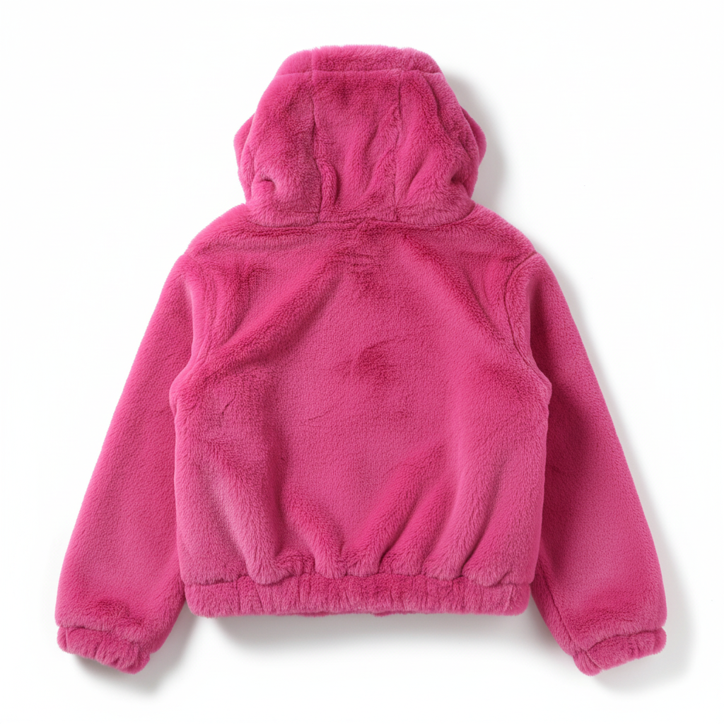 CASACO PELUCHE TEDDY MÉDIO CARLA GIANNINI ROSA PINK VELUDO PELOS ZIPER E 2 BOLSOS