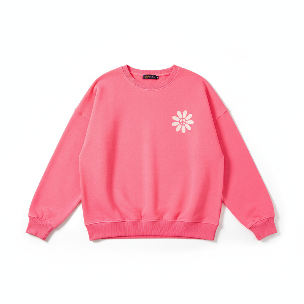 CAMISOLA APRIL VINTAGE ROSA NEON BRILHO ESTAMPA FLOR PUNHO CANELADO