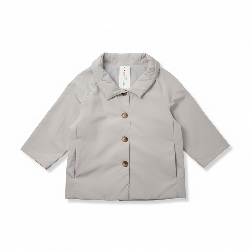 CASACO BRANCO CINZA GELO BOTÕES CASTANHO