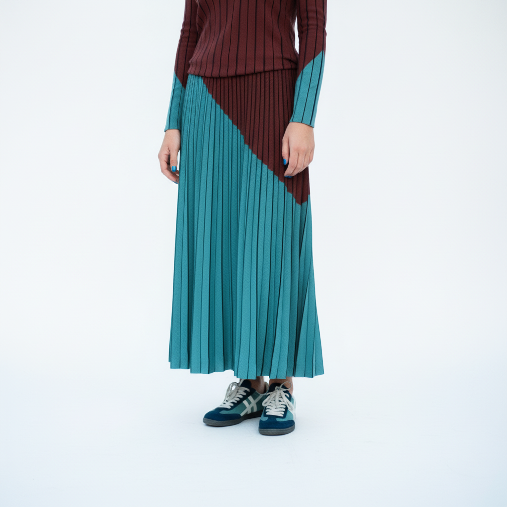 SAIA MIDI SKATIE BRAND BORDO VERDE ÁGUA DRAPEADO