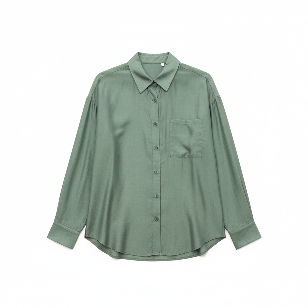 CAMISA VINCEOTTO VERDE TRANSPARENTE BOLSO FRONTAL MANGA LONGA