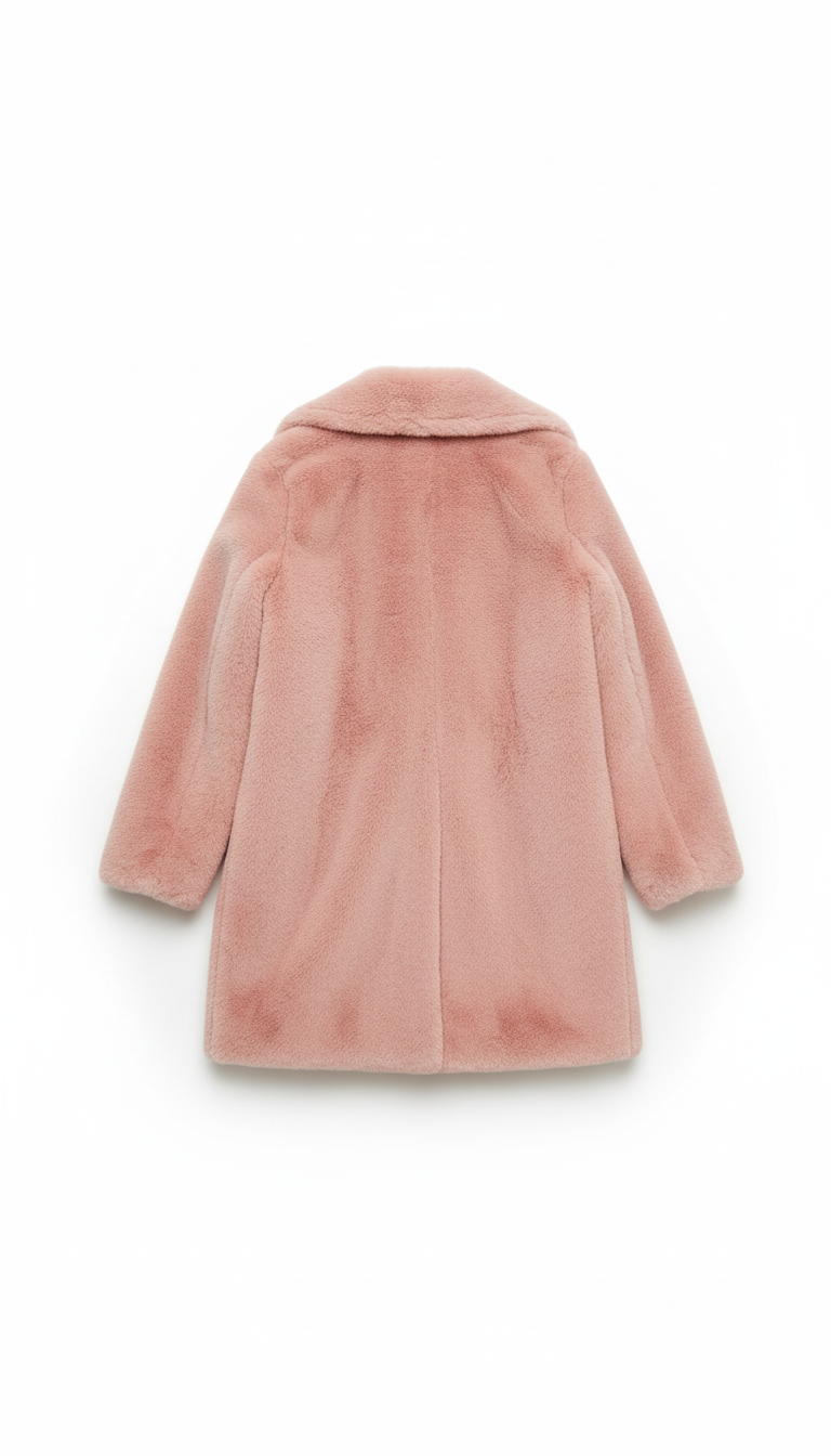 CASACO PELUCHE TEDDY MÉDIO ROSA VELUDO PELOS BOTÕES DE PRESSÃO E 2 BOLSOS