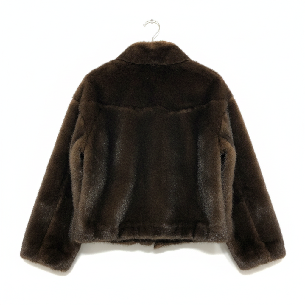 CASACO SKATIE BRAND CASTANHO ESCURO TEDDY PELUCE PELO ZIPER BOLSO FRONTAL