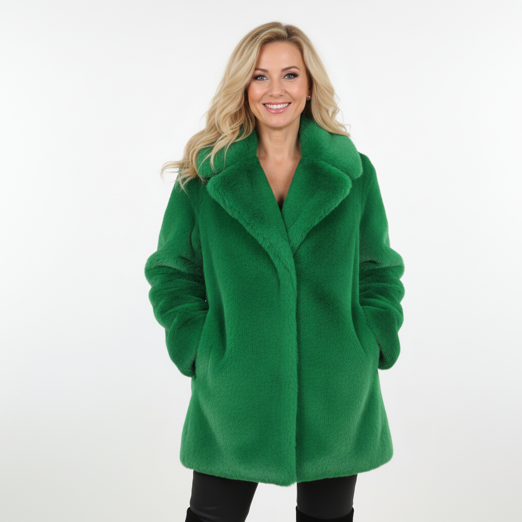 CASACO MIA MIA PELUCHE TEDDY MÉDIO VERDE VELUDO PELOS BOTÕES DE PRESSÃO BOLSOS