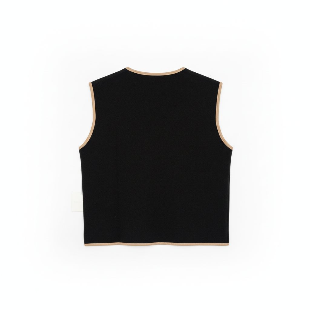 COLETE STUDIO AMOUR BEGE  PRETO BOLSO FRONTAL BOTÃO PRATA DETALHES EM ECO PELE