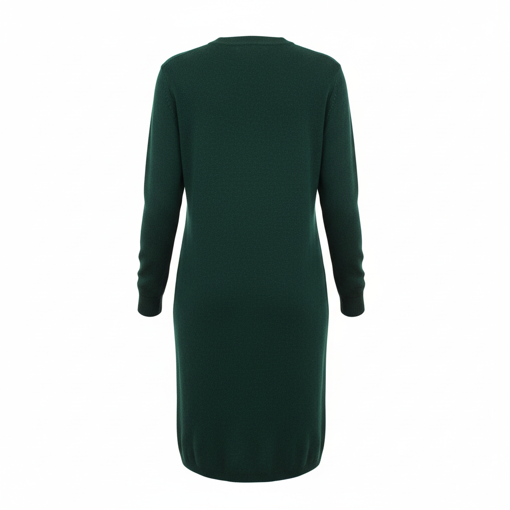 VESTIDO SINAIS VISIVEIS VERDE MANGA CUMPRIDA APLICAÇÕES BOTÕES LATERAL