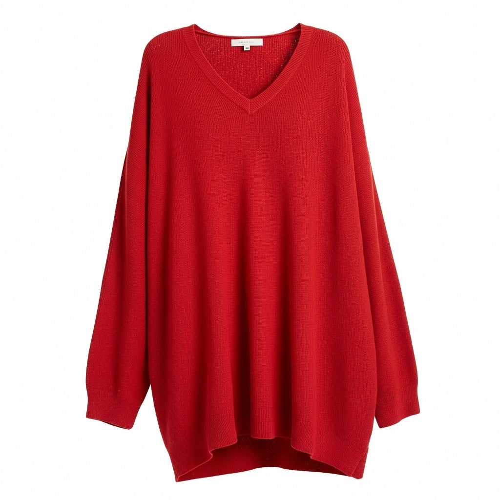 CAMISOLA MADE WITH LOVE VERMELHO DECOTE EM BICO CAMISA DE MANGA CUMPRIDA