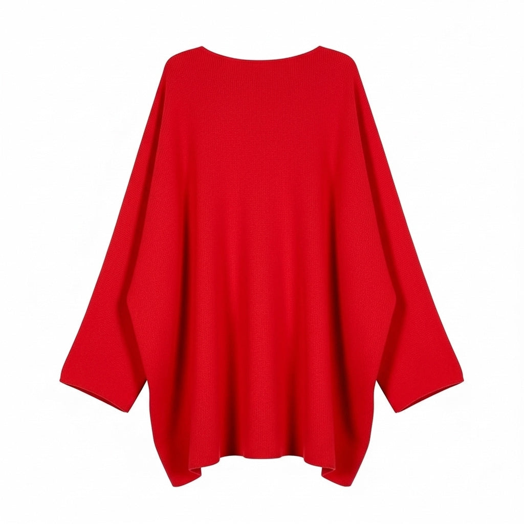 CAMISOLA MADE WITH LOVE VERMELHO DECOTE EM BICO CAMISA DE MANGA CUMPRIDA