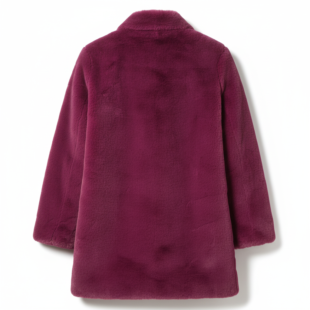CASACO 3 DESY PELUCHE TEDDY MÉDIO ROXO VELUDO PELOS BOTÕES DE PRESSÃO BOLSOS