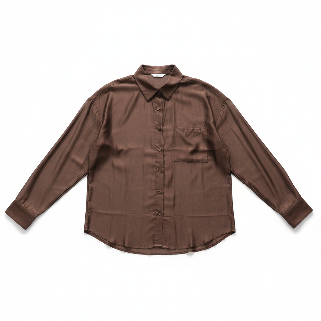 CAMISA VINCEOTTO CASTANHO TRANSPARENTE BOLSO FRONTAL MANGA LONGA