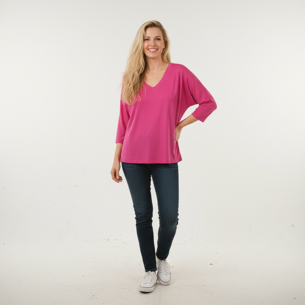 CAMISOLA MADE IN ITALY ROSA PINK SETIN DECOTE EM BICO BRILHO