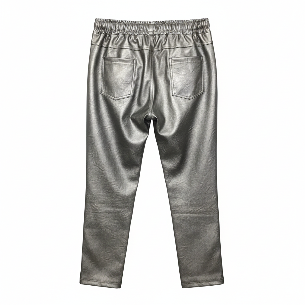 CALÇA SKINNY CAMILLE FRANCE PRATA ECO PELE ELASTICO FESTA BOLSO TRASEIRO REGULADOR