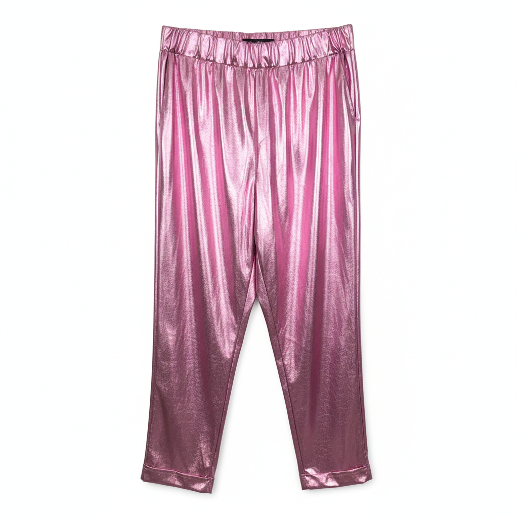 CALÇA SKINNY ROSA PINK ECO PELE ELASTICO FESTA