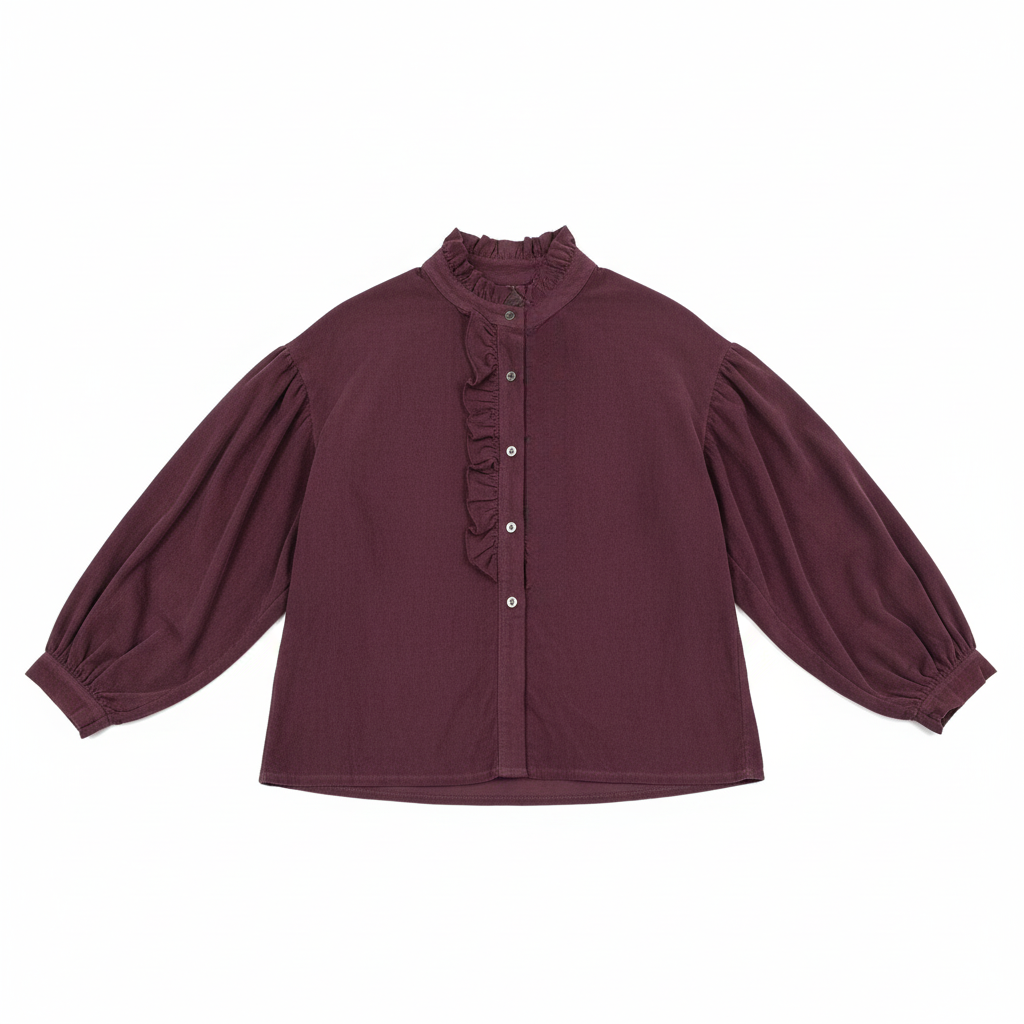 CAMISA CAMILLE FRANCE BORDO GOLA DRAPEADO MANGA CUMPRIDA BOTÕES D0ETALHE DRAPEADO