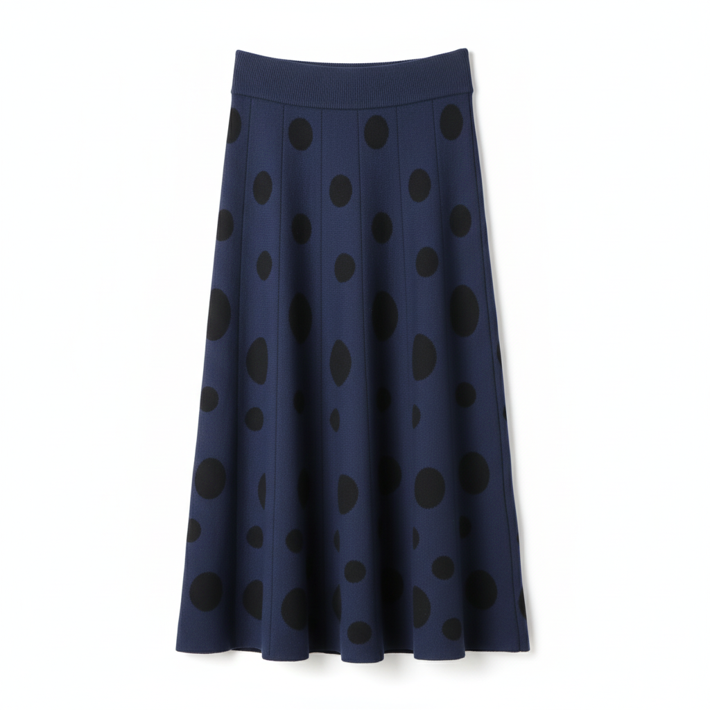 SAIA MIDI SKATIE BRAND AZUL ESCURO PADRÃO BOLAS PRETAS