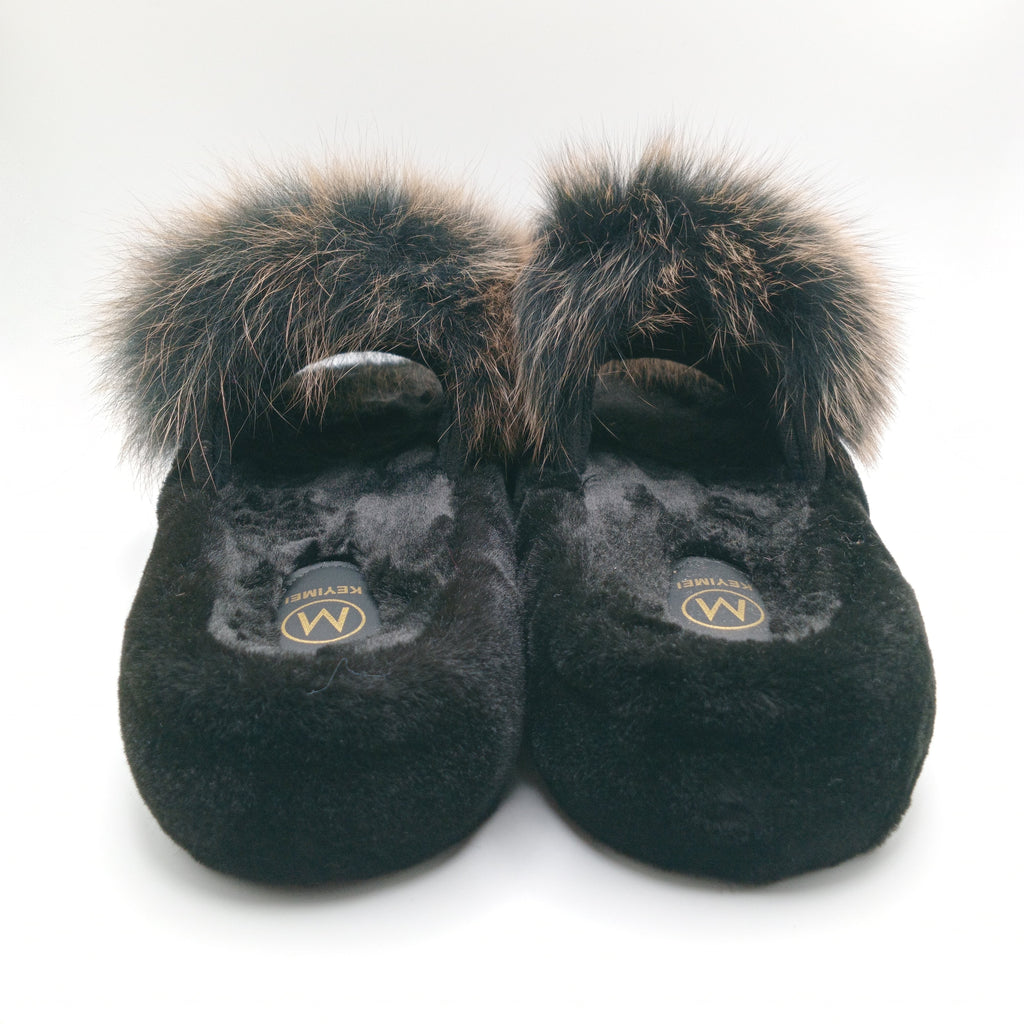 CHINELOS KEYMEI PRETO E CASTANHO PELOS VELUDO