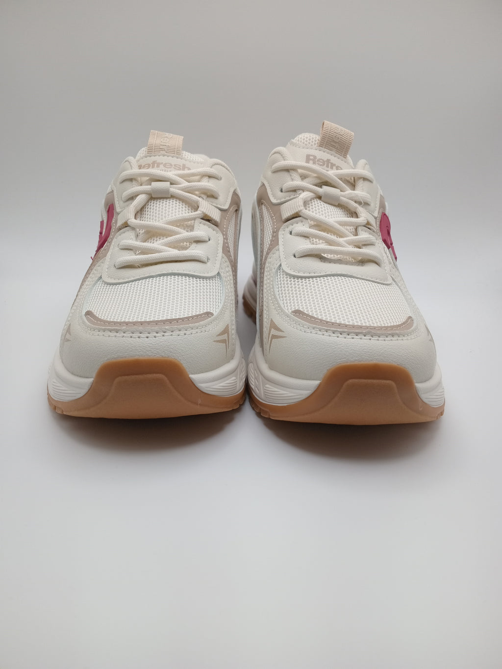 TÊNIS REFRESH BRANCO VERMELHO BEGE NUDE TECIDO SPORT
