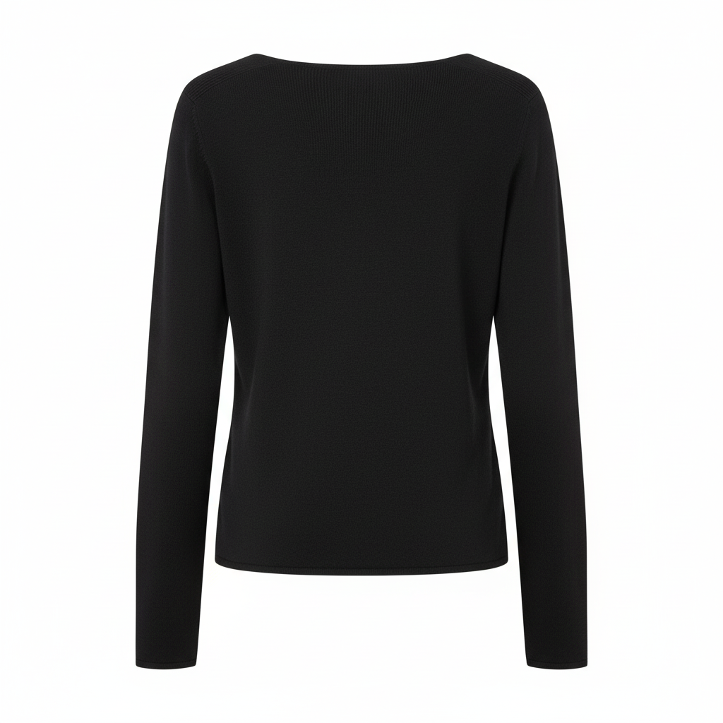 CAMISOLA VINCEOTTO PRETO DECOTE EM BICO MANGA CUMPRIDA