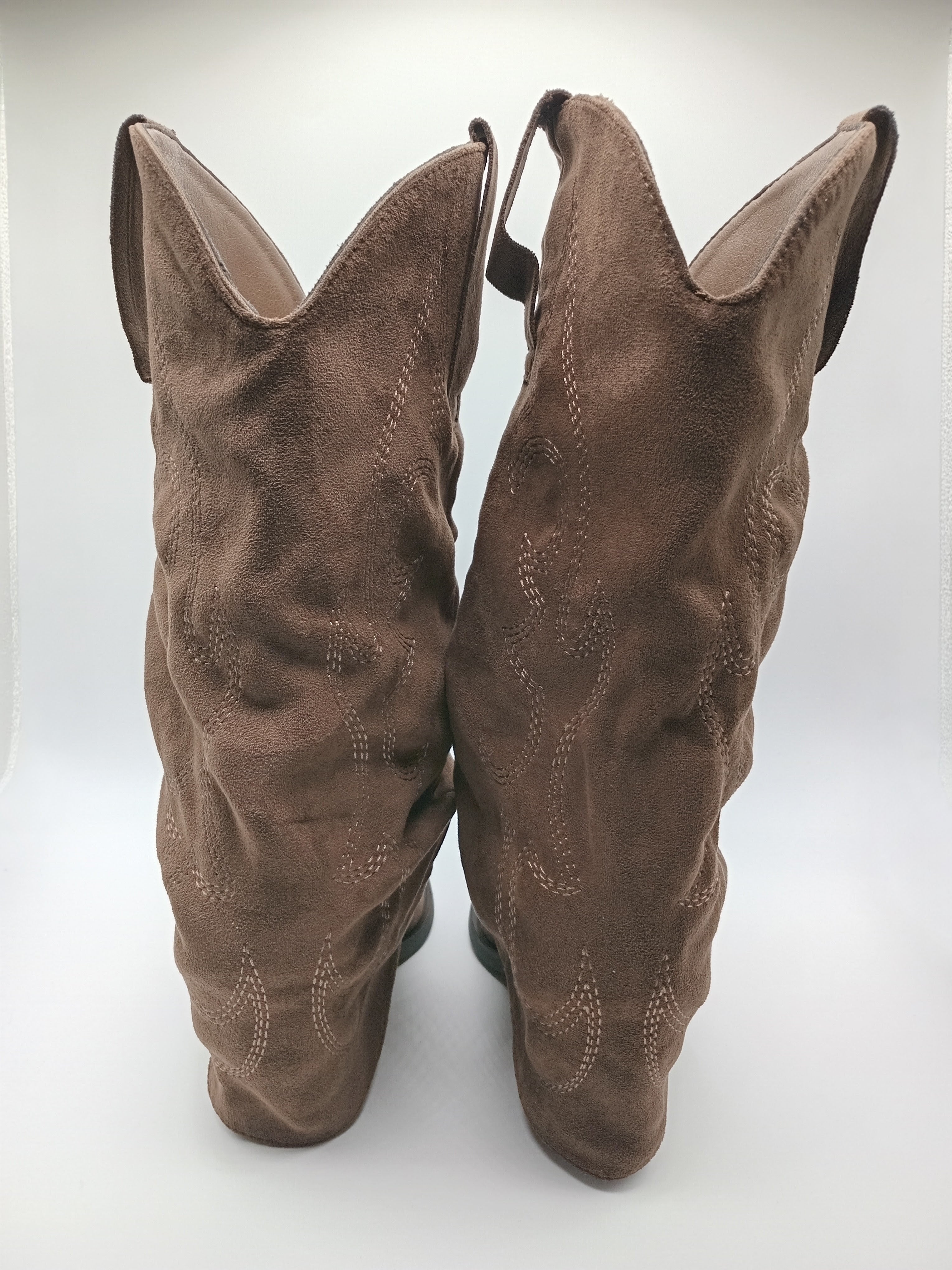 BOTA WESTERN IDEAL SHOES OLIVE CASTANHO ESCURO CAMURÇA BORDADO BICUDO ZIPER