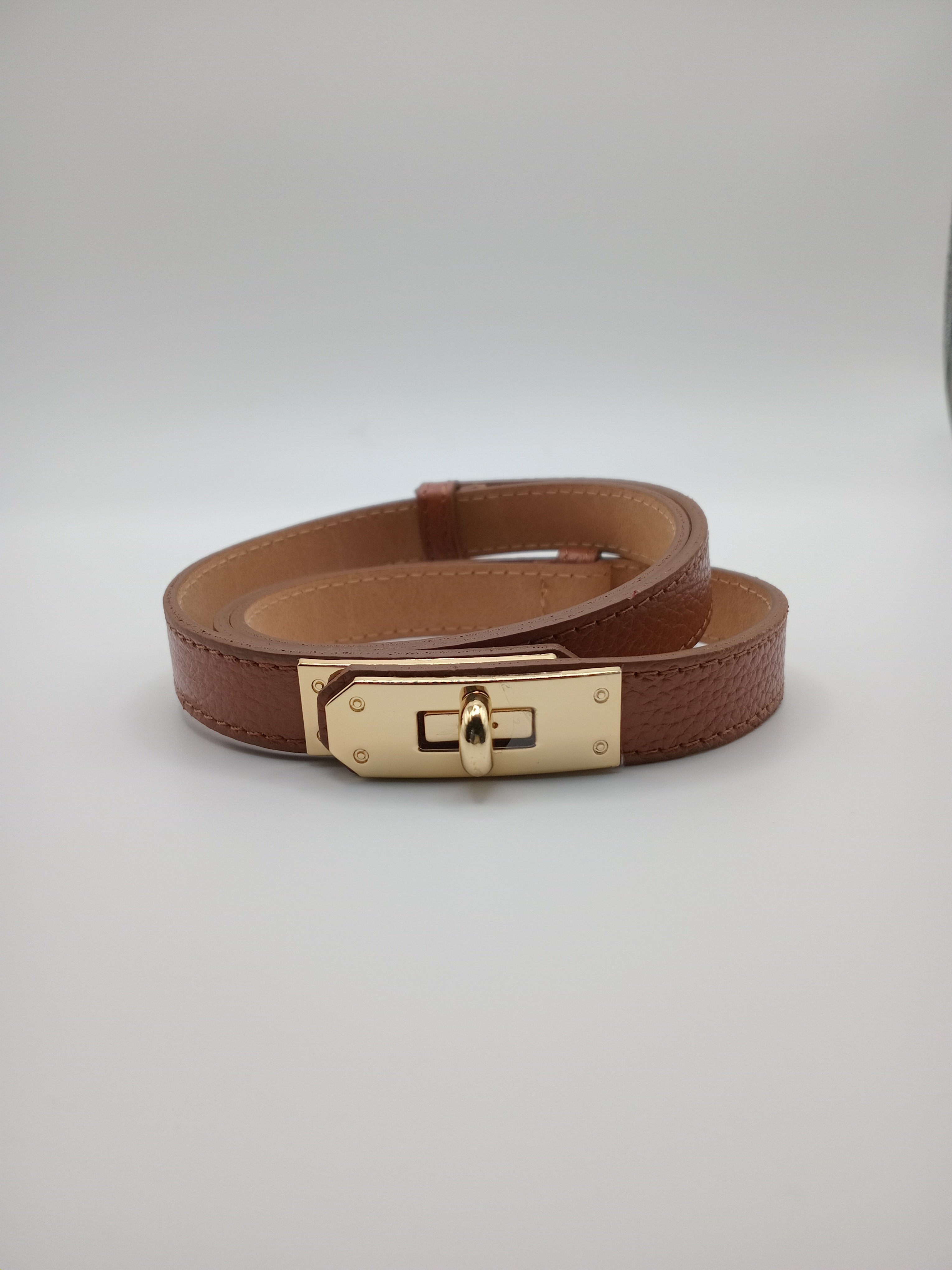 CINTO VERA VERA PELLE CASTANHO FIVELA DOURADA REGULADOR COURO