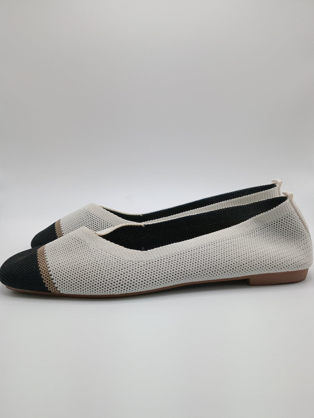 Sabrinas Confortáveis Fashion de Ponta Quadrada Malha Respirável Sem Atacadores; Sapatos Rasos Casuais Elegantes e Leves para Primavera e Verão; Design Moderno com Detalhe de Cor Contrastante.