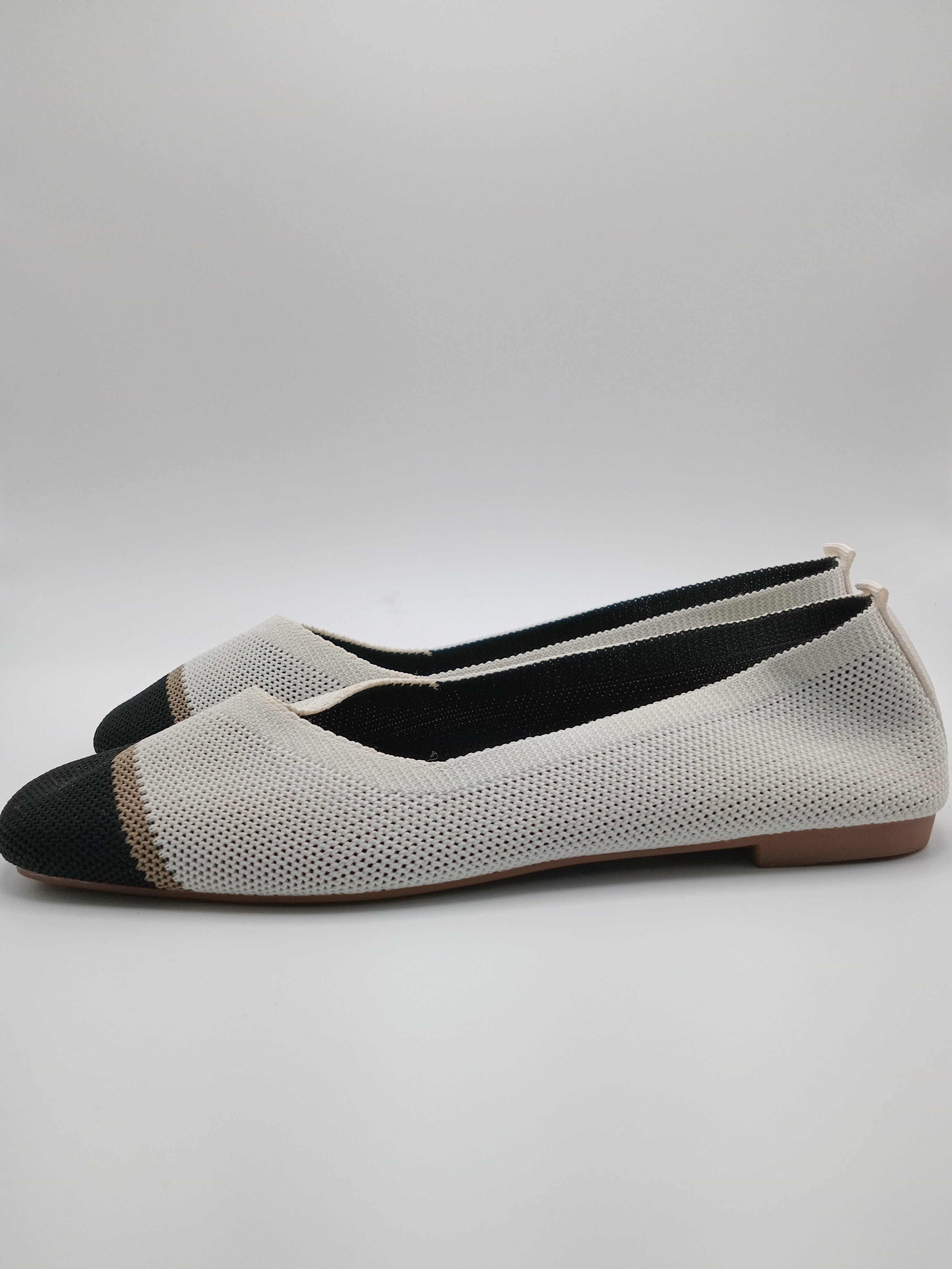 Sabrinas Confortáveis Fashion de Ponta Quadrada Malha Respirável Sem Atacadores; Sapatos Rasos Casuais Elegantes e Leves para Primavera e Verão; Design Moderno com Detalhe de Cor Contrastante.