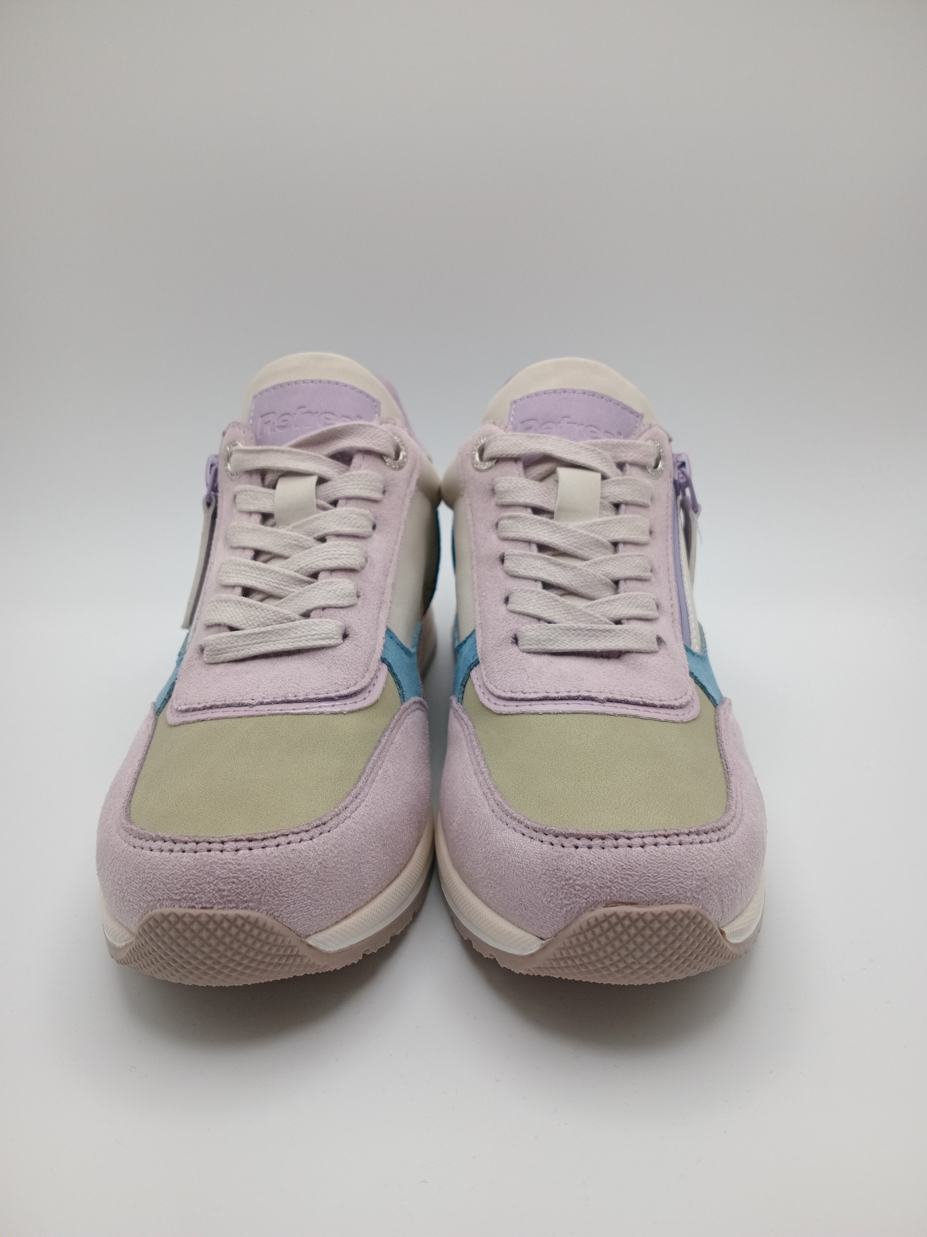 TÊNIS REFRESH LILAS CINZA AZUL TECIDO ABERTURA ZIPER LATERAL