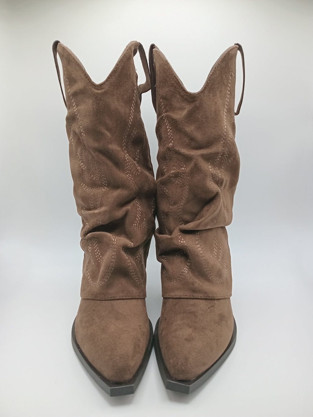 BOTA WESTERN IDEAL SHOES OLIVE CASTANHO ESCURO CAMURÇA BORDADO BICUDO ZIPER