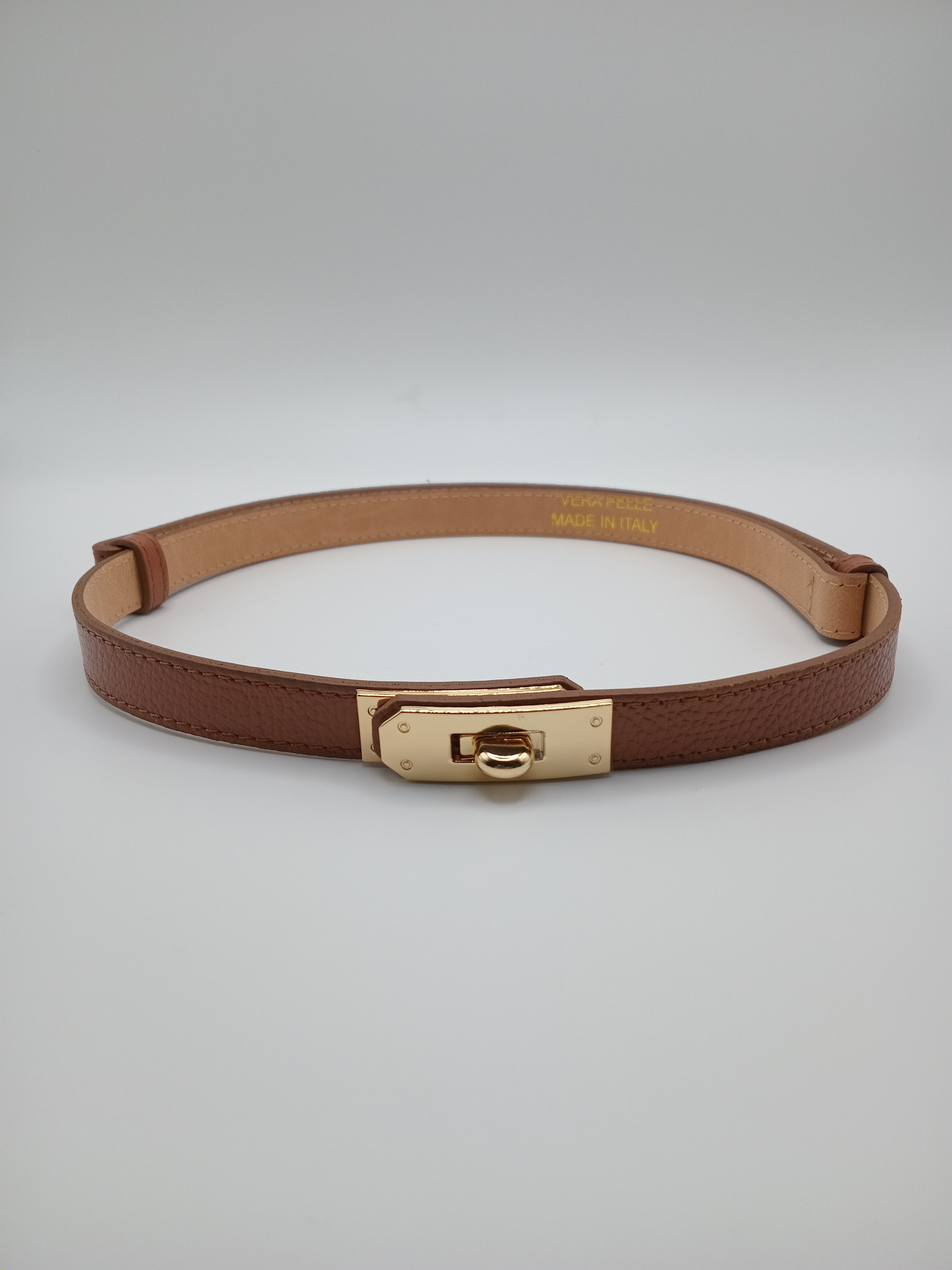 CINTO VERA VERA PELLE CASTANHO FIVELA DOURADA REGULADOR COURO