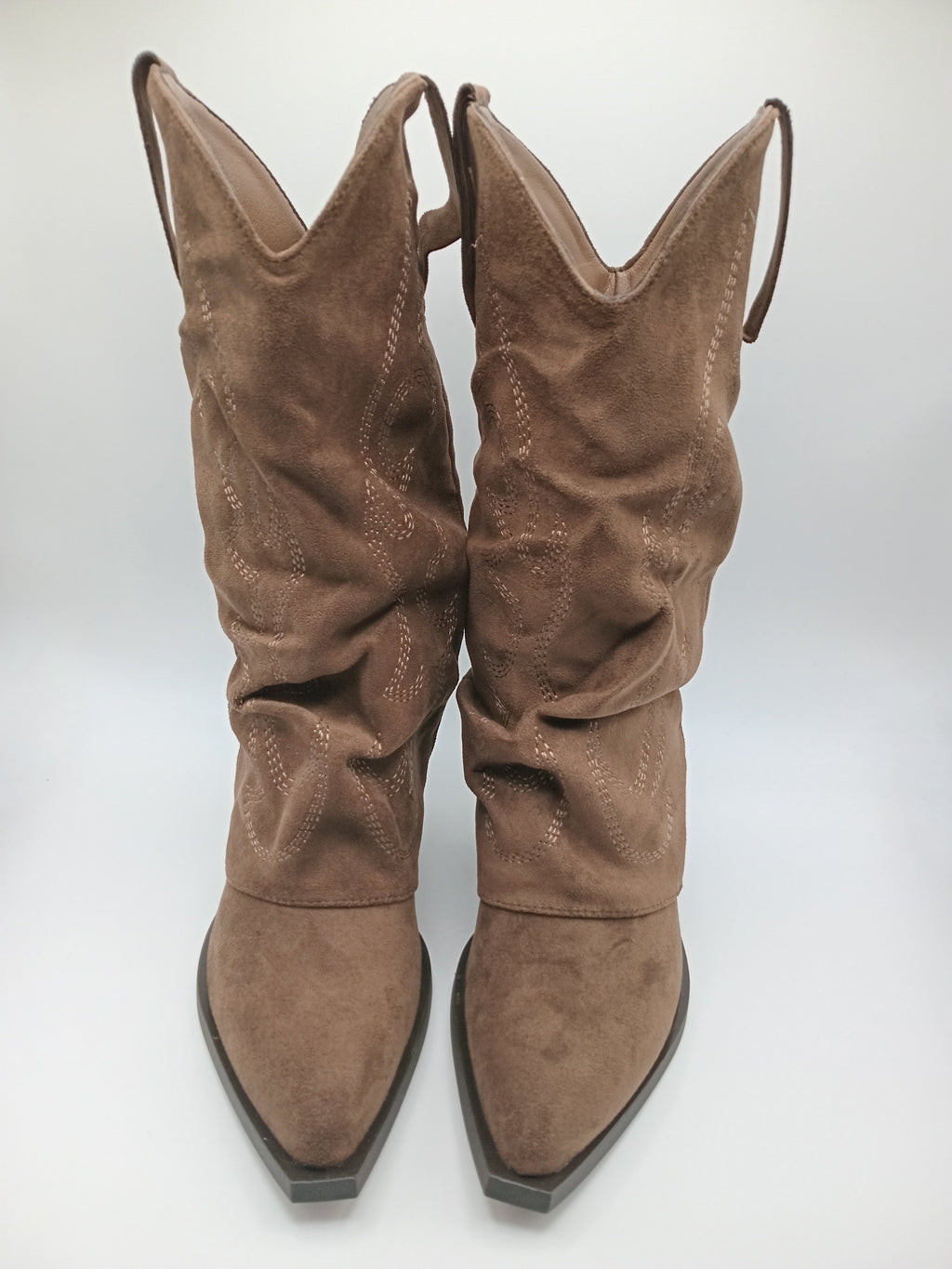 BOTA WESTERN IDEAL SHOES OLIVE CASTANHO ESCURO CAMURÇA BORDADO BICUDO ZIPER